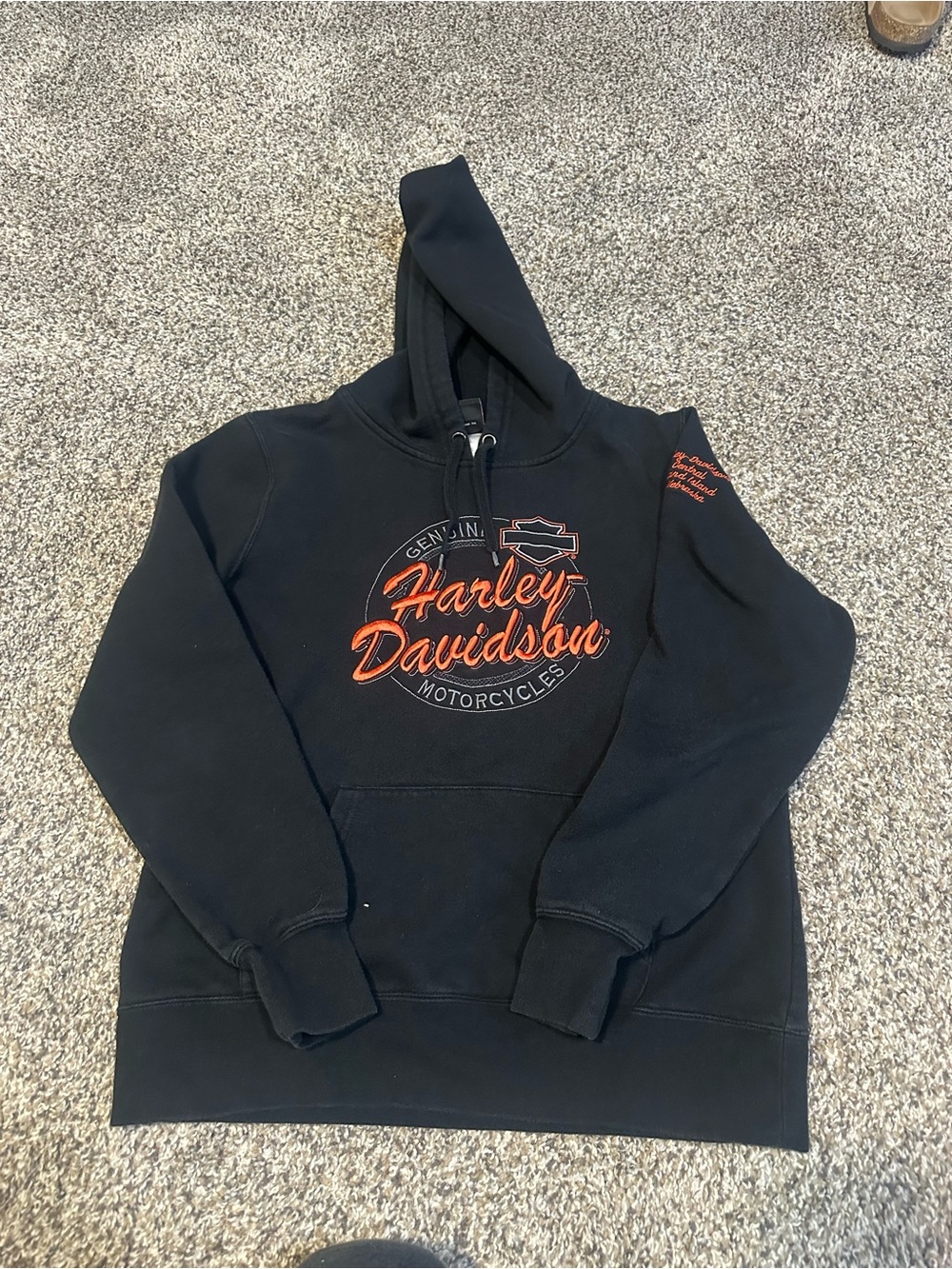 Harley-Davidson Black Hoodie with Orange Logo